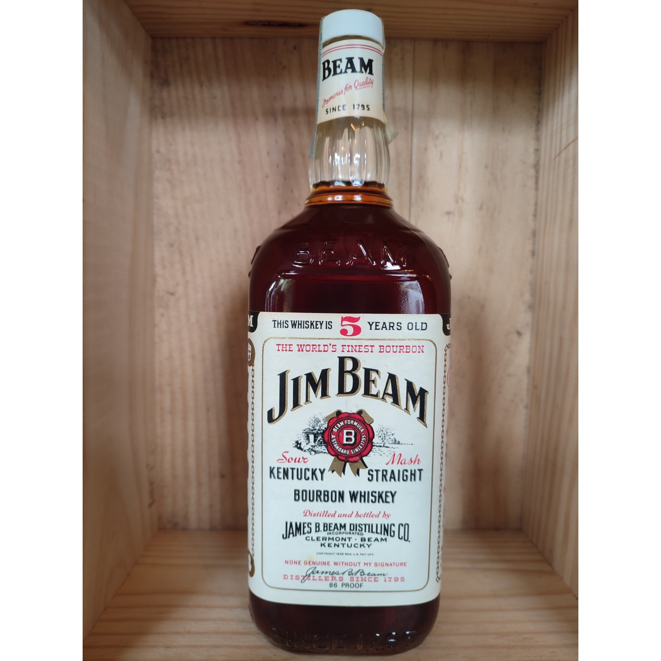 1970er Jim Beam 5 Years Old Sour Mash Kentucky Straight Bourbon Whiskey 43% 1,0