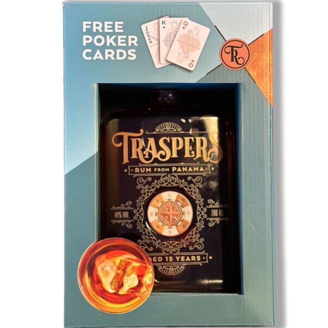 TRASPERS (15y) Rum 44% 0,7 + Poker Cards